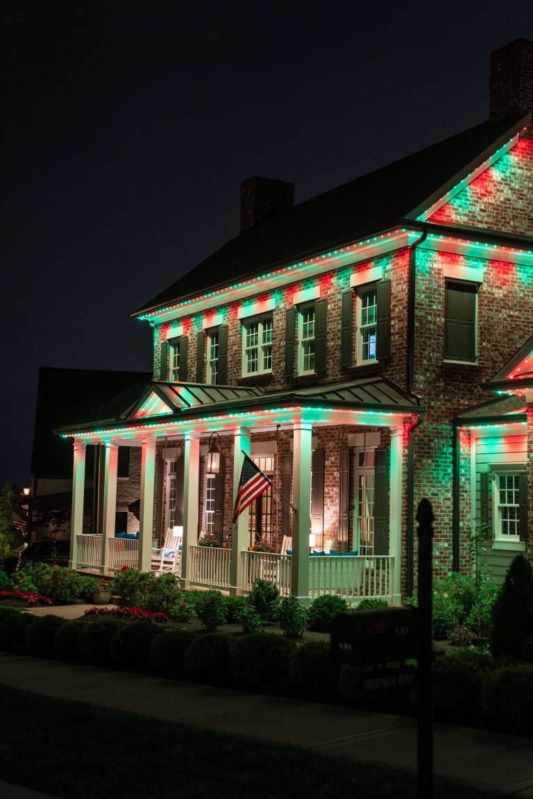Evening Facade Enhanced By roofline lighting