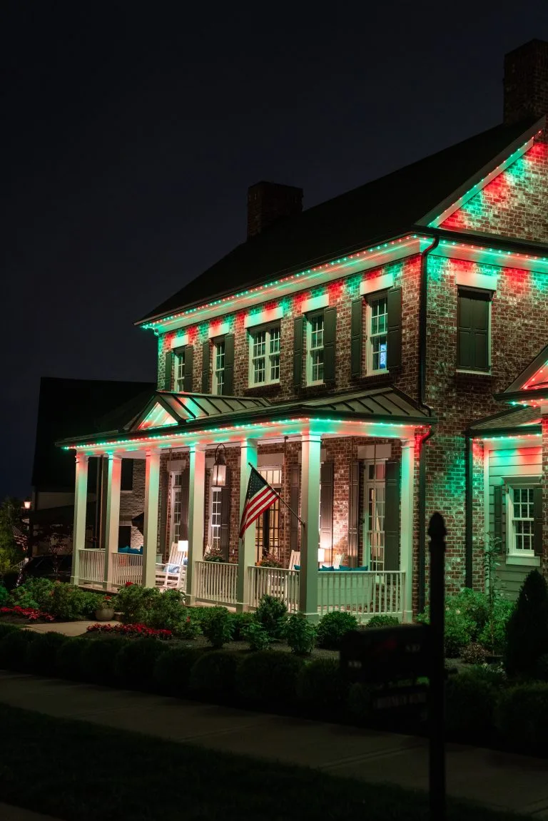 Evening Facade Enhanced By roofline lighting